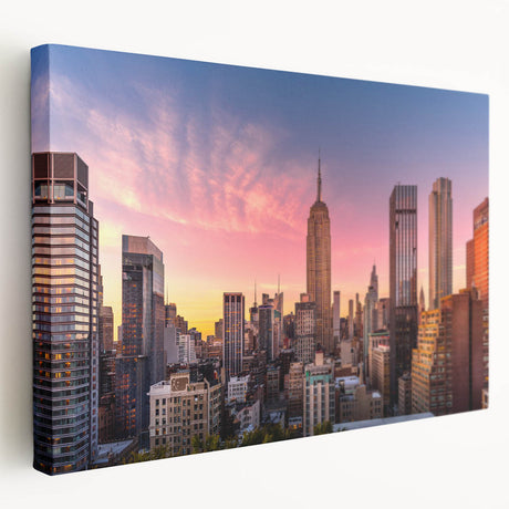 Side view of the Chrysler Building in grayscale tones on a stretched canvas, suitable for kitchen wall art.