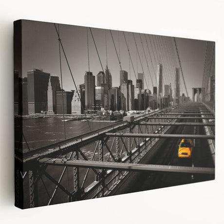 Large canvas print of the Manhattan skyline in muted gray tones, suitable for kitchen wall art.