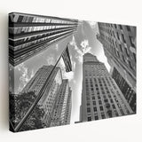 Large canvas showing a panoramic view of NYC from Rockefeller Center in muted gray and blue tones.