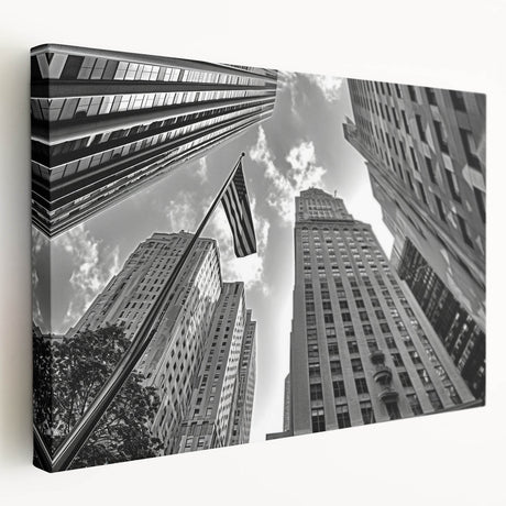 Large canvas showing a panoramic view of NYC from Rockefeller Center in muted gray and blue tones.