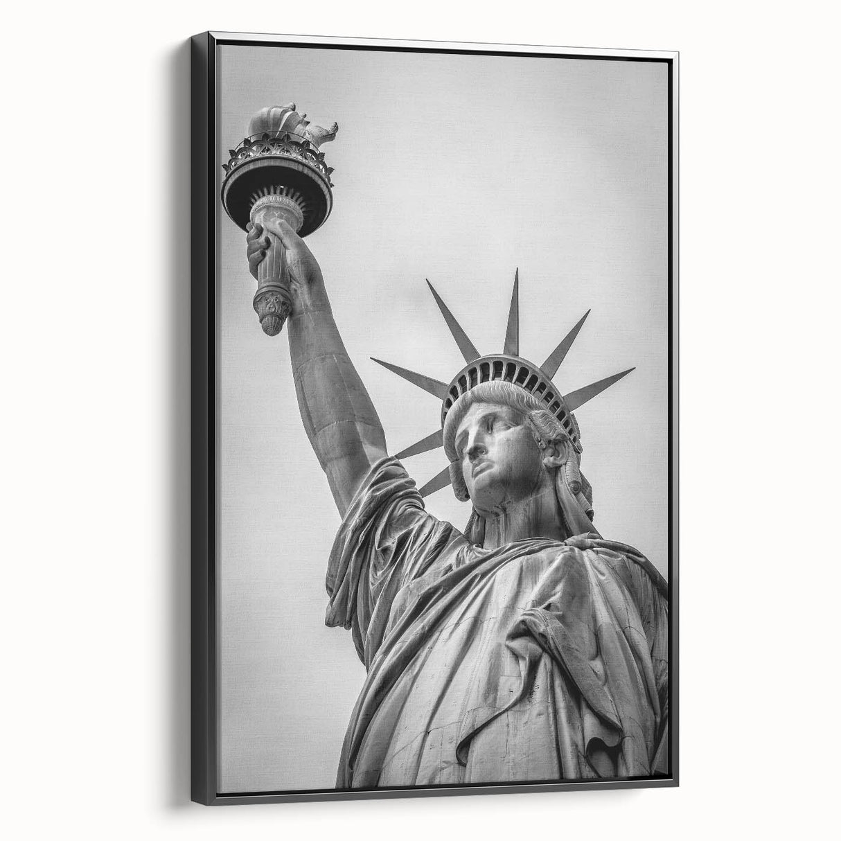 Extra large framed canvas of the Statue of Liberty in a textured, colorful art style, ideal for living room decor.