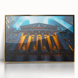Acrylic print of New York City skyline in muted gold tones, ideal for modern art wall decor.