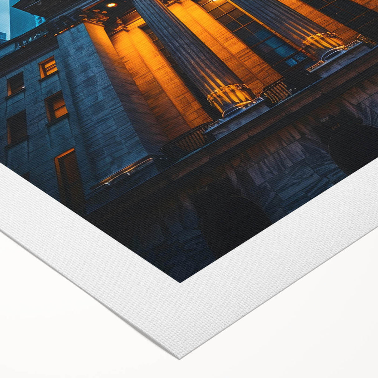Art deco poster of New York City skyline in monochrome shades on rolled canvas, suitable for dining room wall art.