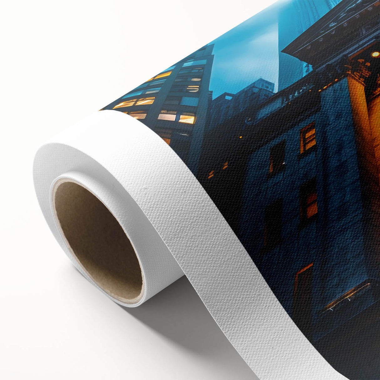 Art Deco style New York City skyline poster in pastel hues on rolled canvas, ideal for nursery wall art.