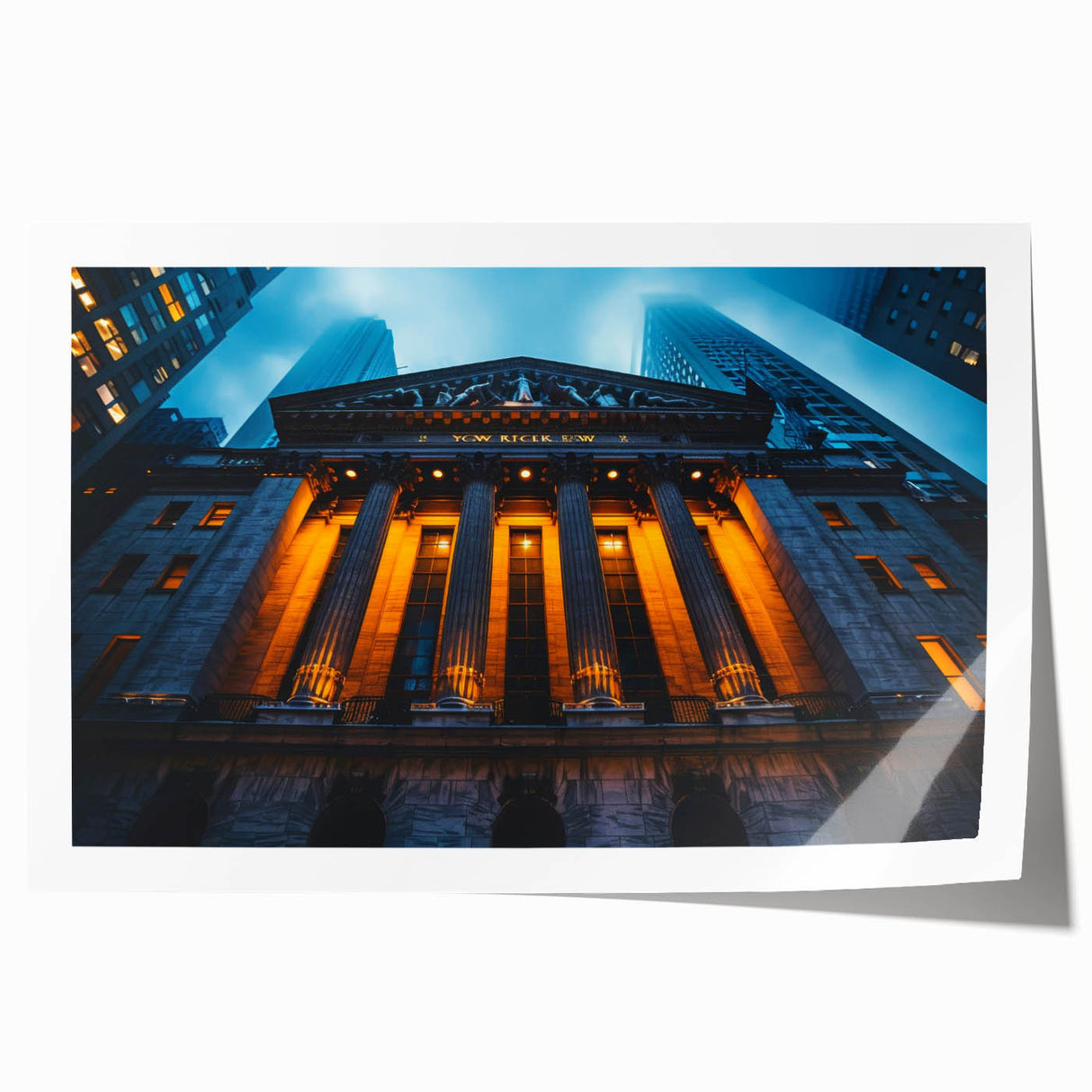 Extra large wall art of New York City skyline in muted gray tones on rolled canvas, ideal for dining room decor.