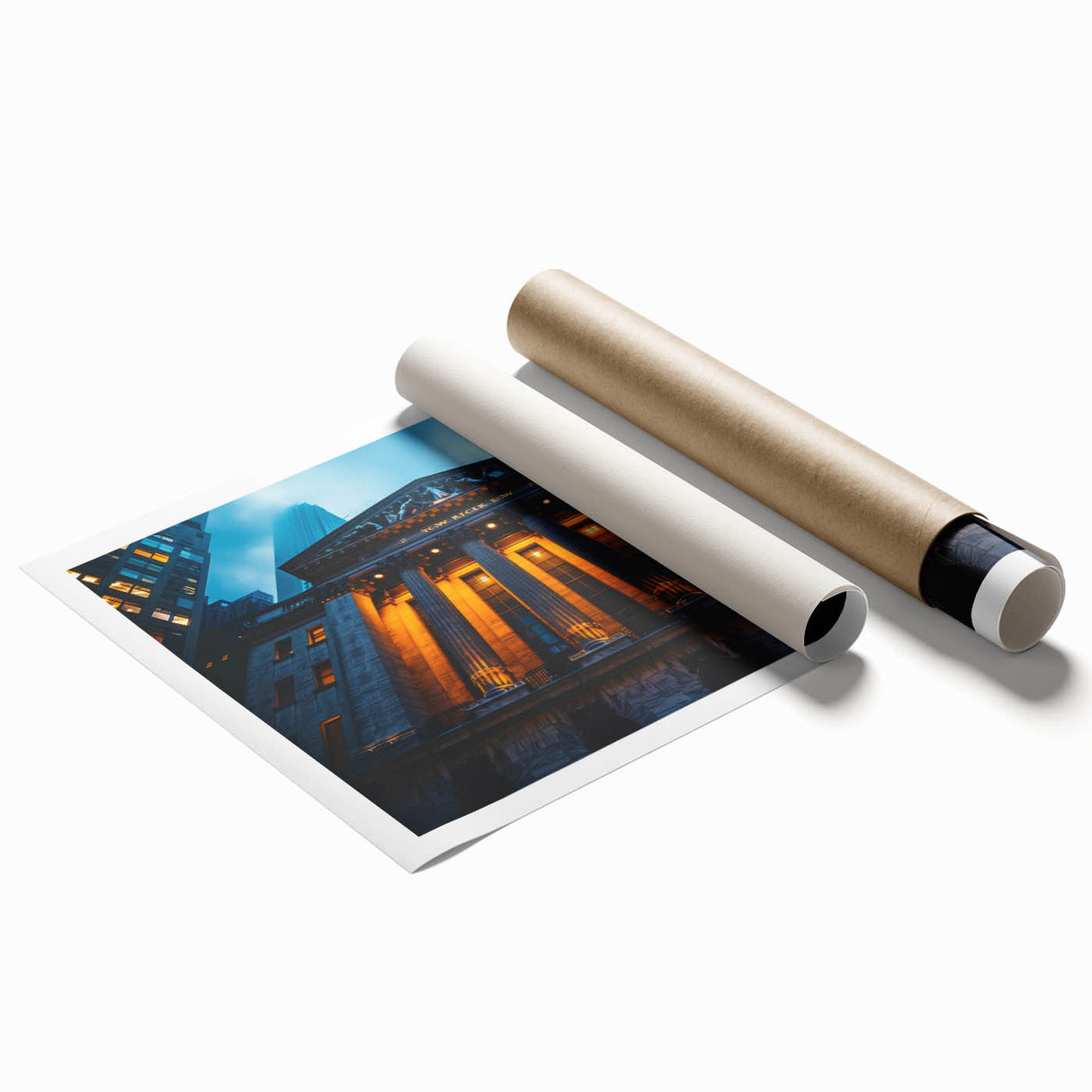 Extra large rolled print of New York City skyline in muted gray, ideal for classy bathroom wall art.