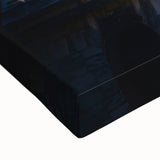 Large art featuring a black and white landscape painting of NYC on stretched canvas, suitable for bedroom wall decor.