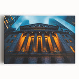Black and white stretched canvas of the New York City skyline, ideal for kitchen wall art.