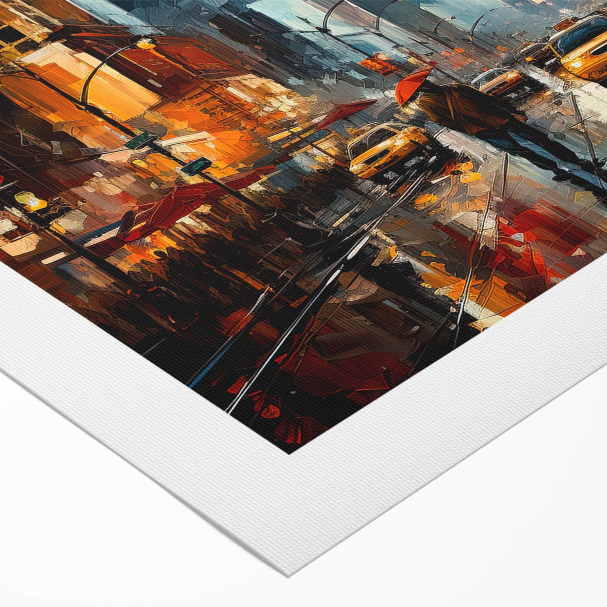 Art deco poster of Times Square with vibrant colors on rolled canvas, suitable for dining room wall art.