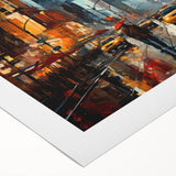 Art deco poster of Times Square with vibrant colors on rolled canvas, suitable for dining room wall art.