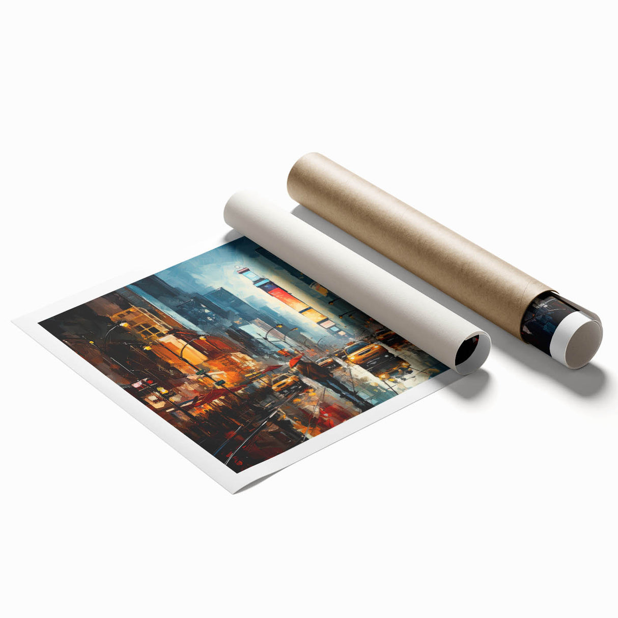 Extra large wall art depicting Times Square with vibrant city lights on rolled print.