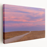 Side view of a large stretched canvas depicting a serene Oklahoma landscape, ideal for kitchen wall art.