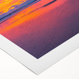 Art deco poster of Cannon Beach, Oregon, featuring muted earth tones on rolled canvas, suitable for dining room decor.