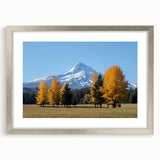 Textured art print of Oregon's Mount Hood in abstract style with muted earth tones, framed in silver, ideal for bedroom art.