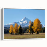 Framed canvas vintage poster art depicting Oregon's Mount Hood in muted earth tones, ideal for living room decor.