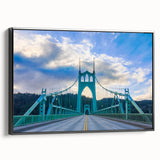 Black and white framed canvas of Portland, Oregon landscape, ideal for bedroom decor.