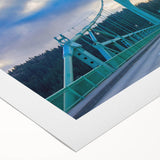 Art deco poster of Portland, Oregon skyline in muted gray on rolled canvas, suitable for dining room decor.