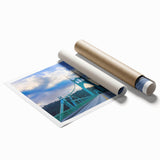 Extra large rolled print of Portland, Oregon scenery featuring vibrant floral elements, ideal for classy bathroom wall art.