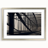 Abstract textured art print of Pittsburgh skyline in muted gray and blue tones on a framed silver mat.