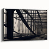 Black and white framed canvas of Pittsburgh landscape, ideal for bedroom wall art.