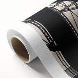 Art Deco style poster of Pittsburgh skyline in muted blue and gray tones on rolled canvas, ideal for nursery wall art.