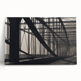 Black and white photograph of Pittsburgh skyline on stretched canvas, ideal for kitchen wall art.