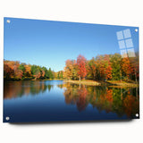 Large abstract wall art of Pennsylvania scenery on acrylic glass, featuring earthy tones.