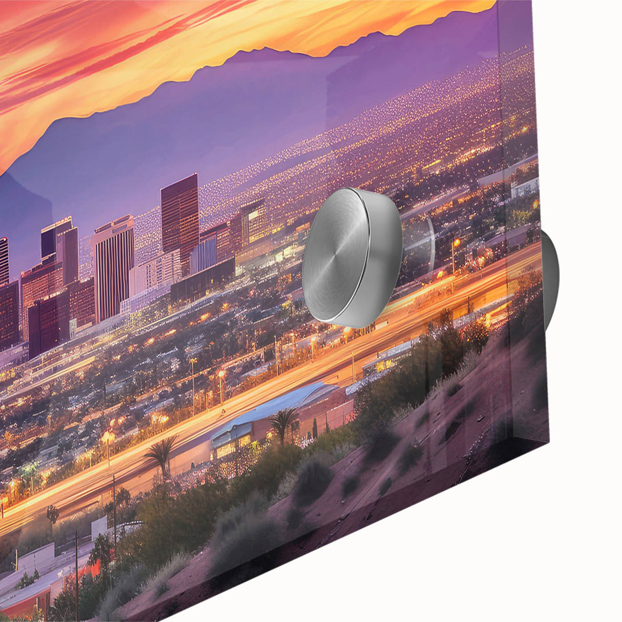 Large abstract depiction of Phoenix Valley in muted earth tones on acrylic glass, ideal for dining room art.