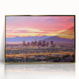 Large art print of Phoenix Valley in muted earth tones on a framed acrylic.
