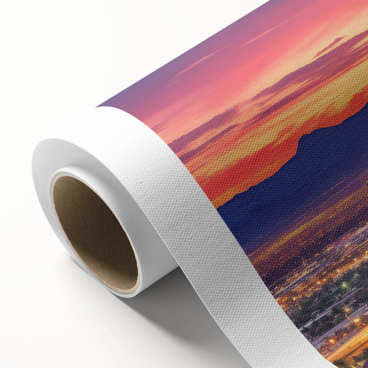 Art Deco poster of Phoenix Valley in pastel hues on rolled canvas, ideal for nursery wall art.