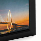 Extra large framed canvas of a textured South Carolina scenery in black with colorful art accents.