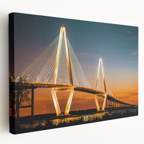 Large stretched canvas featuring a serene South Carolina landscape in soft blue and green tones.
