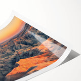 Extra large wall art featuring line art flowers and a scenic view of South Dakota Badlands in muted earth tones.