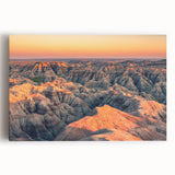 Large black and white stretched canvas of the Badlands in South Dakota, suitable as kitchen wall art.