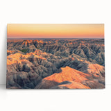 Black and white stretched canvas of the South Dakota Badlands, ideal for kitchen wall art or bedroom ambiance.