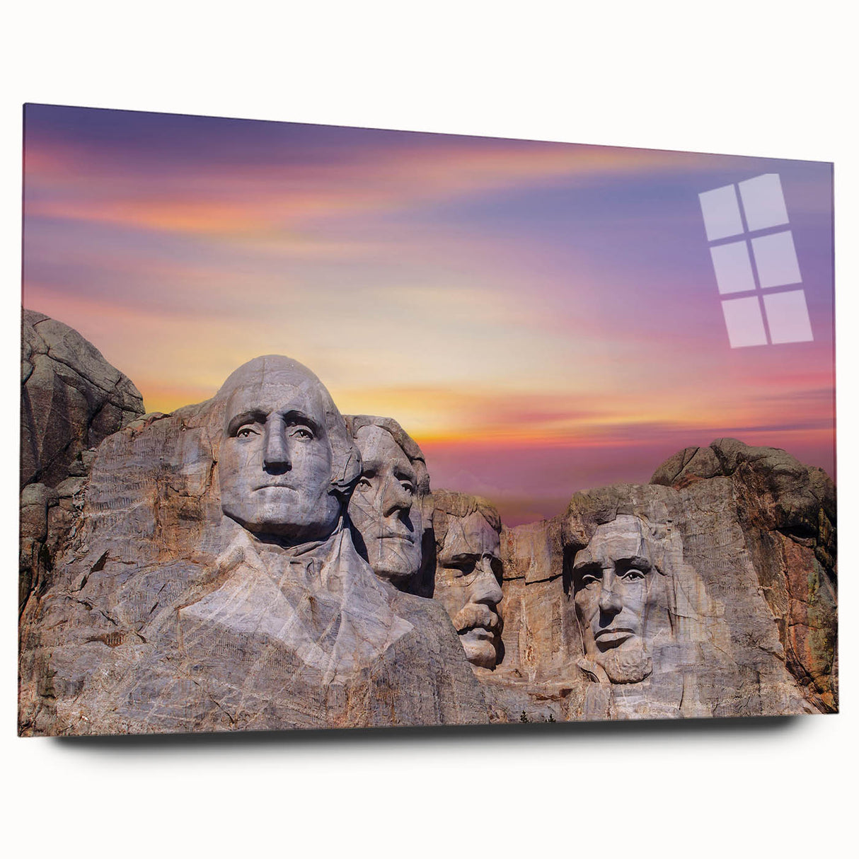 Acrylic print of Mt. Rushmore with clear detailing, ideal for bedroom or dining room art.