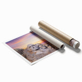 Rolled print of Mt. Rushmore in muted earth tones, ideal for classy bathroom wall art.