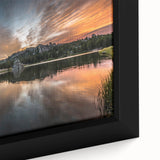 Textured black wall art featuring a colorful South Dakota landscape on a framed canvas, ideal for a living room.