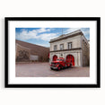 Abstract art print of Memphis scenery in vibrant colors on a large framed canvas, suitable for living room decor.