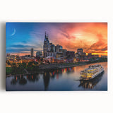 Black and white large art print of Nashville skyline on stretched canvas, ideal for kitchen wall art.