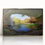 Framed acrylic print of Austin, Texas skyline in gold and blue tones, ideal for modern art wall decor.