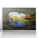 Acrylic print of Austin, Texas skyline in art deco style with muted blue and white tones, suitable for modern art wall decor.