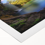 Art deco poster of Austin skyline in muted blue and gray tones on rolled canvas, suitable for dining room wall art.