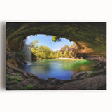 Black and white stretched canvas of the Austin, Texas skyline, ideal for kitchen wall art.