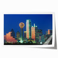 Dallas skyline with pastel hues on a large rolled canvas, suitable as art wall dining room decor.