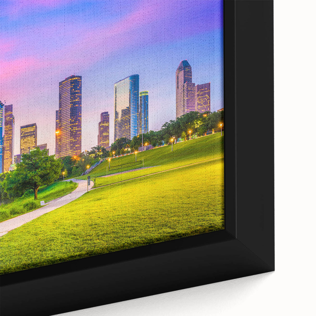 Close-up of a black wall art canvas featuring a textured, colorful abstract design, ideal for living room decor.