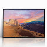 Large abstract wall art depicting Arches National Park in muted earth tones on a framed acrylic.