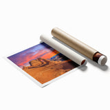 Extra large rolled print of Arches National Park in muted earth tones, ideal for classy bathroom wall art.