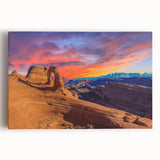 Black and white photograph of Arches National Park on stretched canvas, ideal for kitchen wall art.