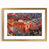 Extra large wall art of Bryce Canyon with textured abstract prints in gold frame, suitable for living room decor.